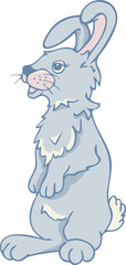 Vector illustration of charming smiling rabbit. Standing hare.
