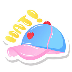 
Cute pink and blue hat, flat sticker

