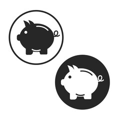 Vector icon of piggy bank with coins