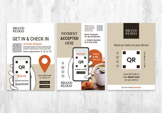 Menu Flyer Layout With QR Code Placeholder For Restaurants