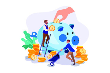 Businessman saving his profit Vector Illustration concept. Flat illustration isolated on white background