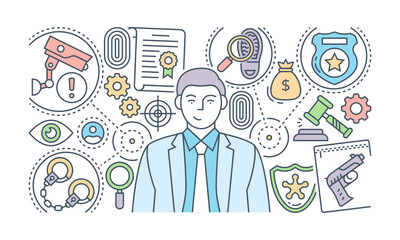 
A banner of social media designed with flat linear illustration

