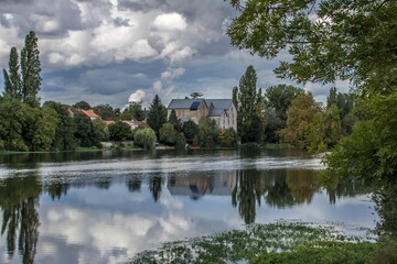 Fototapeta na wymiar reflections in La Vienne River in Lussac France