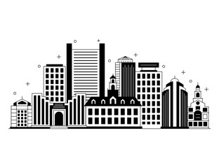 Obraz premium Boston in glyph illustration, capital of massachusetts