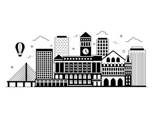 Obraz premium Solid style editable illustration of tacoma, stated in washington