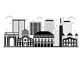 Obraz premium Milan in glyph style illustration, city landmark