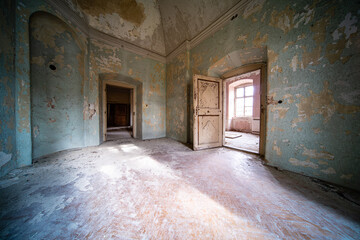 interior of an abandoned castle