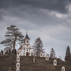Fototapeta premium Small chapel with stormy clouds