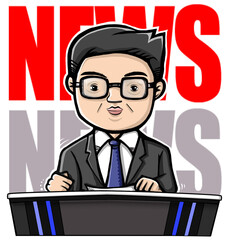 male news anchor illustration
