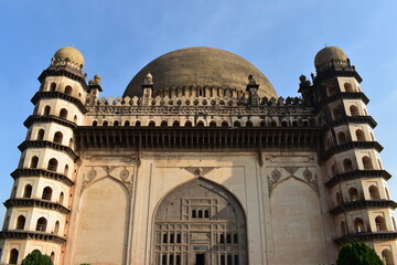 The view of Gol Gumbaz of Bijapur. The tomb, located in Bijapur (Vijayapura), Karnataka in India. © deep