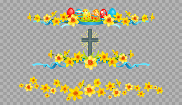 Holiday Easter Borders On Transparent Background