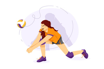 Volley ball players playing volleyball in ground