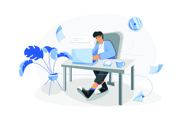 Online course with a boy sitting on desk