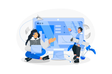 Online course with people in front of computer