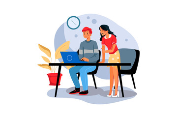 Business people working together and helping each other