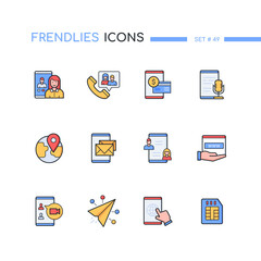 Mobile network - modern line design style icons set