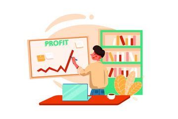 Businessman drawing profit line