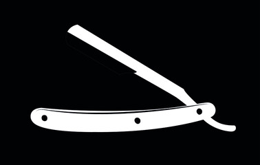 straight razor white on black background