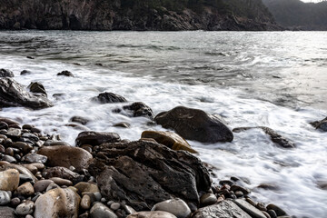 Coastline with soft white waves