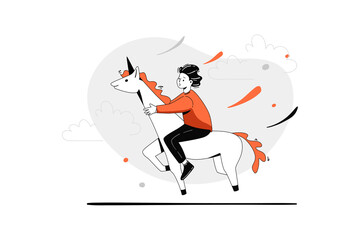 Startup Unicorn Vector Illustration concept. Flat illustration isolated on white background.