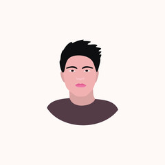 Portrait of an Asian man. Multiethnic and multiracial avatar. Vector flat illustration