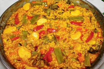 Vegetable paella. Typical valencian dish, vegan version