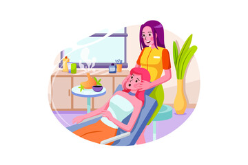 Beautiful young woman receiving facial massage in beauty salon.