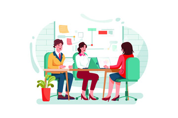 Group of people working out business plan in the office