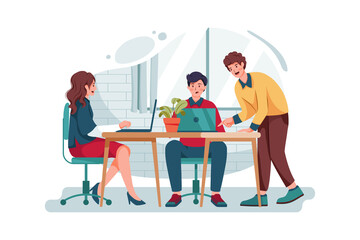 Business people working together and helping each other