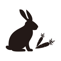 rabbit and carrot vector icon illustration symbol