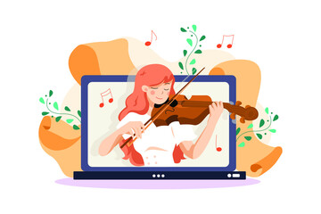 Online course with a girl playing on violin