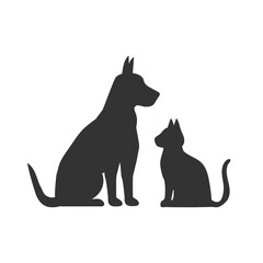 Dog and cat silhouette isolated on white background. Animals concept logo. Vector stock