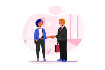 Customer handshaking with marketing agent