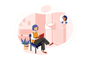 Male employee sending marketing mail