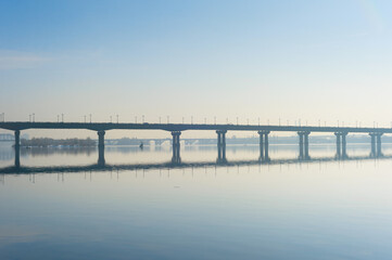 Fototapeta na wymiar Paton bridge Dnipro river Kyiv