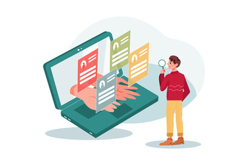 Man searching for marketing agent Illustration