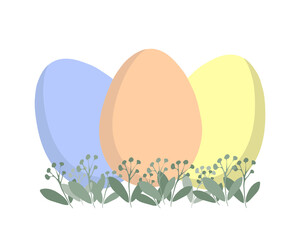 Easter card with colored eggs in pastel colors. For printing on decorative pillows, cups, kitchen textiles, news, websites. 