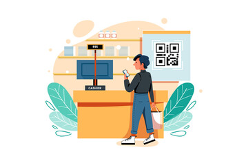 Scan code and make payment Illustration
