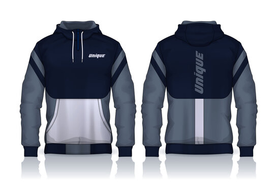 Hoodie shirts template. Jacket Design, Track Sportswear, front and back view.