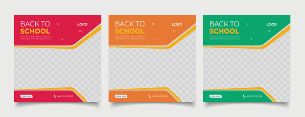 Modern abstract school admission business promotional social media banner template