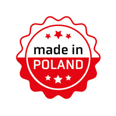 Etykieta znak oznaczenie made in Poland, wyprodukowane w Polsce na opakowania. Wektor projekt. Best quality. - obrazy, fototapety, plakaty
