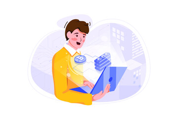 ICO cryptocurrency Vector Illustration concept. Flat illustration isolated on white background. 