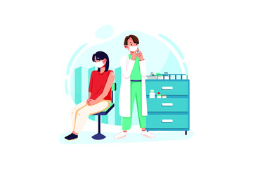 Woman with face mask getting vaccinated