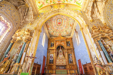 Fototapeta na wymiar Coimbra, Portugal - August 14, 2017: Coimbra University Chapel or Sao Miguel Chapel is a chapel of University of Coimbra. The chapel is a tourist attraction of university old quarter in upper Coimbra.