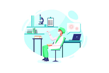 Doctor scientist man in mask holding lab tube