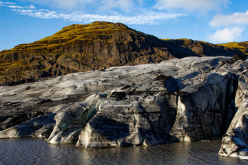 Sólheimajökull glacier and glacial lake, Iceland