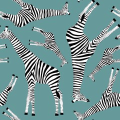 Fototapeta na wymiar Light blue background with giraffes who want to be zebras