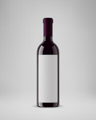 Isolated wine bottle with vertical label. 3D illustration. Vector.