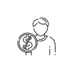 Unemployed father color line icon. Job loss, crisis.