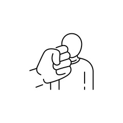 Physical bullying black line icon. Harassment, beat and violence. Sign for web page, mobile app, button, logo. Editable stroke